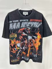 Flame Off-road Motorcycle Rhinestone Print Washed Tee 29065105