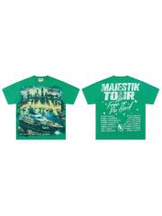 Yacht Tour Night Scene Rhinestone Print Washed Tee 29064539