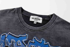 City Night View Graffiti Art Rhinestone Print Washed Tee 29060728