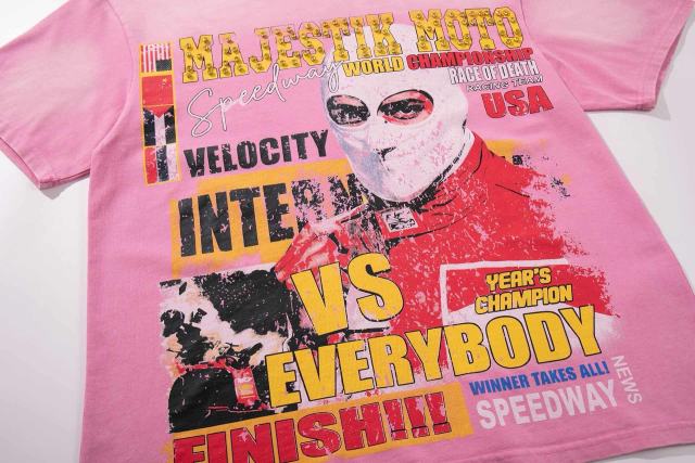 Death Race Motorcycle Slogan Rhinestone Print Washed Tee 2 colors 29060781