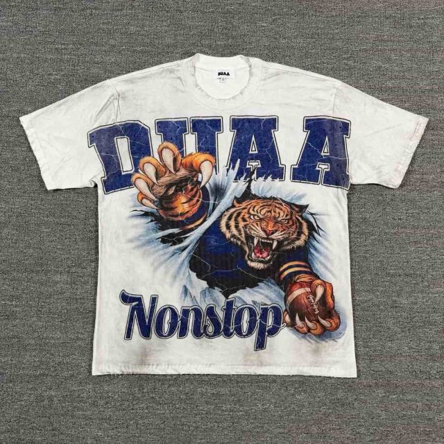 Football Tiger Rhinestone Print Washed Tee 29053840