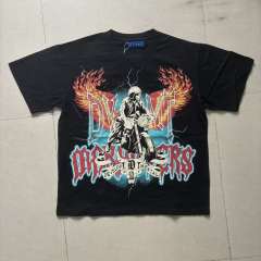 Dark High-Street Rebellious Rhinestone Print Washed Tee 11 colors 29077647