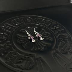 CH Full Paved White Crystal Cross Dangle Stud Earrings Pair