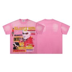 Death Race Motorcycle Slogan Rhinestone Print Washed Tee 2 colors 29060781