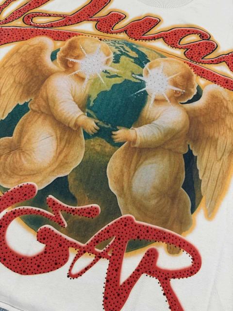 Angel Embracing Earth Rhinestone Print Washed Tee 29053848