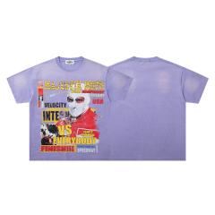 Death Race Motorcycle Slogan Rhinestone Print Washed Tee 2 colors 29060781