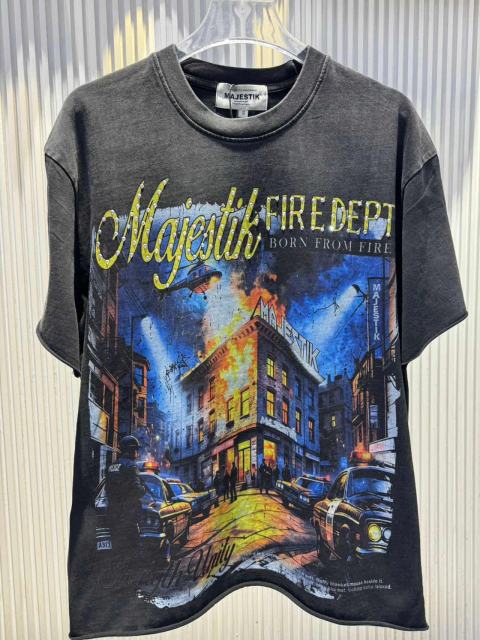Urban Fire Scene Rhinestone Print Washed Tee 29060721