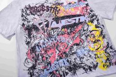 Abstract Graffiti Art Rhinestone Print Washed Tee 29060722