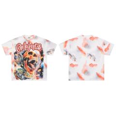 Tie-dye Space Skull Rhinestone Print Washed Tee 29064550