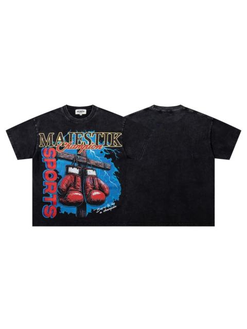 Dark Cross Boxing Glove Rhinestone Print Washed Tee 29060720