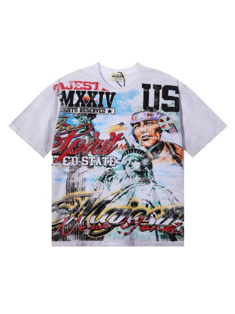 Statue of Liberty Hotfix Rhinestone Print Washed Tee 28874479