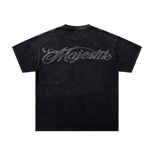 Break Red Line Racing Slogan Rhinestone Print Washed Tee 29060737