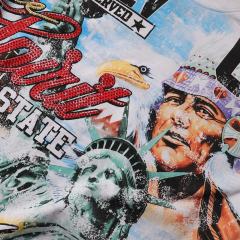 Statue of Liberty Hotfix Rhinestone Print Washed Tee 28874479