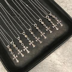 CH Cross Pendant Ball Bead Chain Necklace
