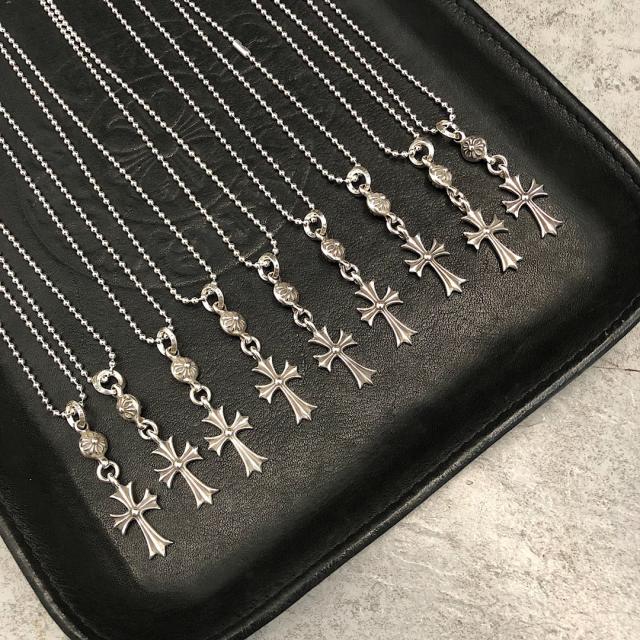 CH Cross Pendant Ball Bead Chain Necklace