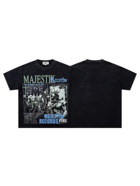 Rock Jesus Pentagram Rhinestone Print Washed Tee 29060726
