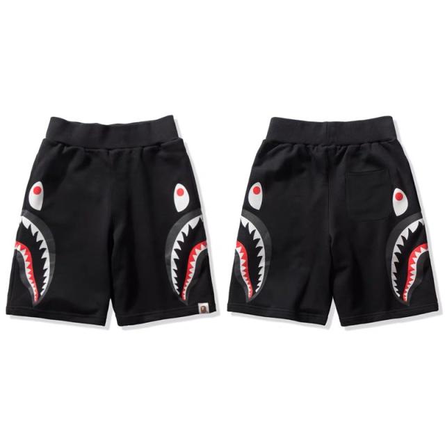 BAPE Black Dual Side Shark Face Fleece Sweat Shorts