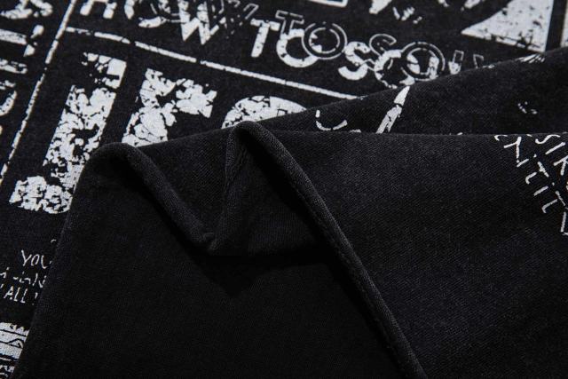 Religious Text Collage Slogan Rhinestone Print Washed Tee 29060739