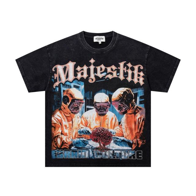 Sci-Fi Brain Surgery Rhinestone Print Washed Tee 29060731