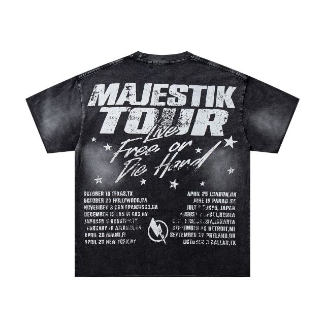 City Night View Graffiti Art Rhinestone Print Washed Tee 29060728