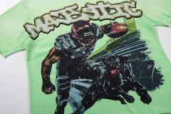 Football Player And Black Dog Rhinestone Print Washed Tee 29060786