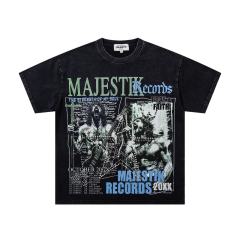 Rock Jesus Pentagram Rhinestone Print Washed Tee 29060726