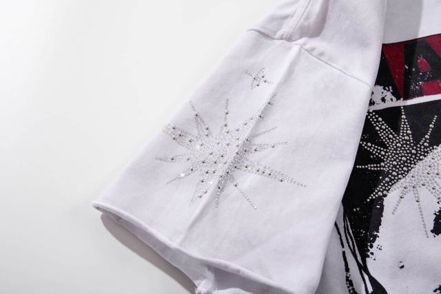 Sinner Series Double Hands Rhinestone Print Washed Tee 29060740
