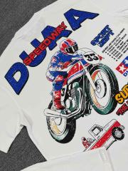 Motorcycle Racing Rhinestone Print Washed Tee 29053844