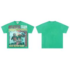Racing Team Slogan Rhinestone Print Washed Tee 29064541