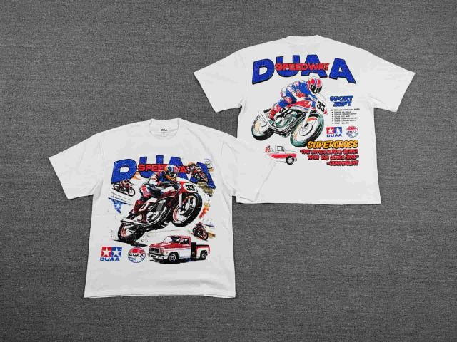 Motorcycle Racing Rhinestone Print Washed Tee 29053844