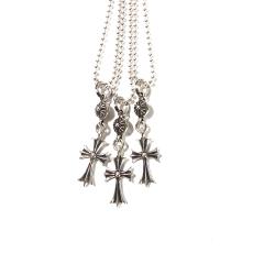 CH Cross Pendant Ball Bead Chain Necklace