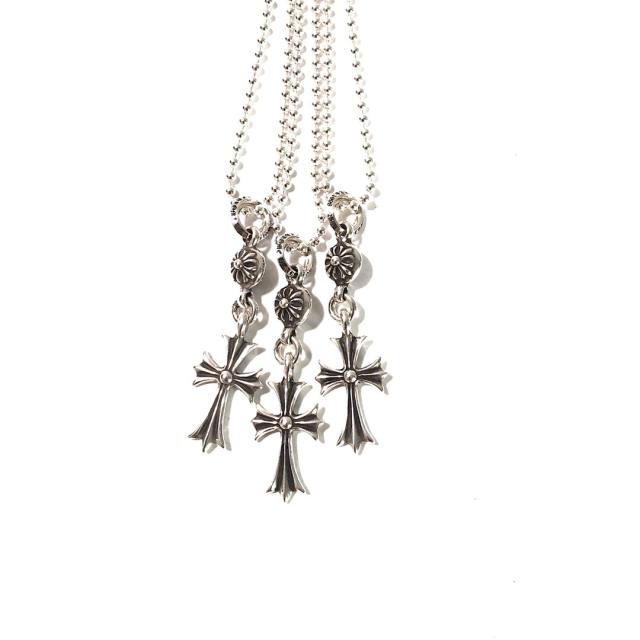CH Cross Pendant Ball Bead Chain Necklace