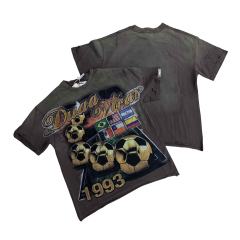 Football Distressed Rhinestone Print Washed Tee 28930932