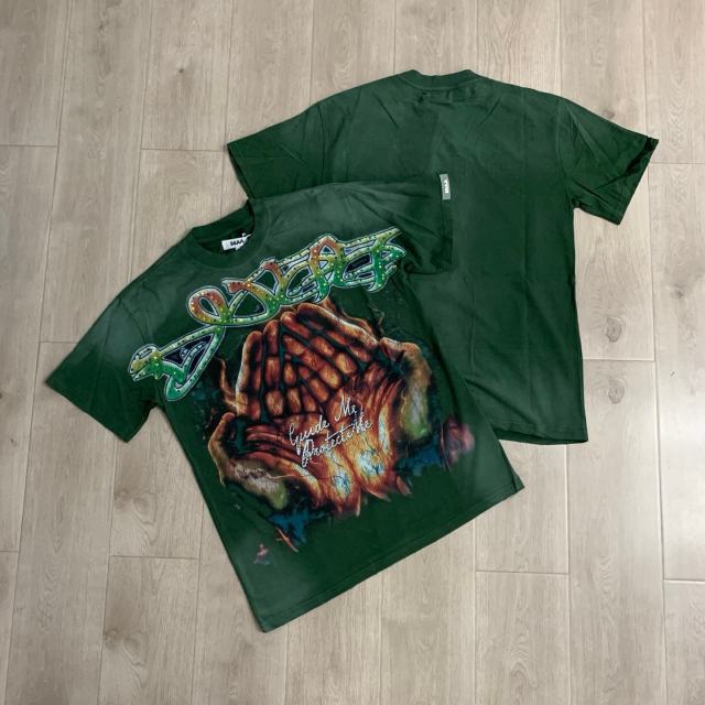 Flame Halo Praying Hands Print Washed Tee 29053837