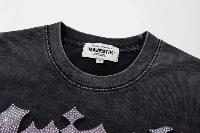 Flower Space Skull Rhinestone Print Washed Tee 29060787