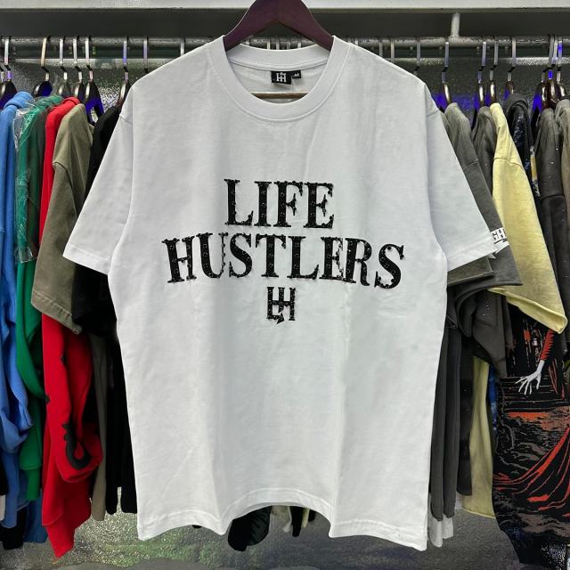 Basic Minimalist Logo Rhinestone Print Tee 4 colors 28751255