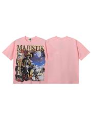Night Cowboy Skull Rhinestone Print Washed Tee 29060719