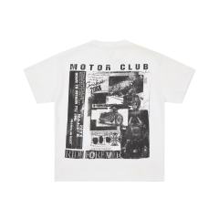 Motorcycle Club Newspaper Rhinestone Print Washed Tee 29064536