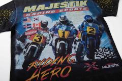 Motorcycle Racing Hero Slogan Rhinestone Print Washed Tee 29065106