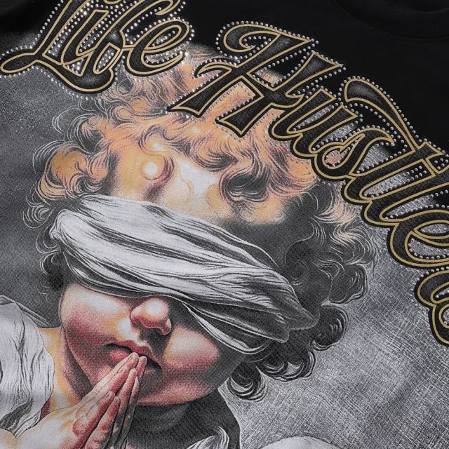 Blindfolded Wishing Angel Rhinestone Print Tee 2 colors 28751247