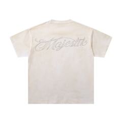 Retro Motorcycle Event Rhinestone Print Washed Tee 2 colors 29060730