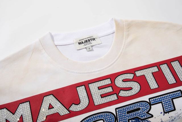 Retro Motorcycle Event Rhinestone Print Washed Tee 2 colors 29060730