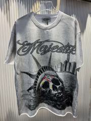 Statue Of Liberty Skull Rhinestone Print Washed Tee 29060727