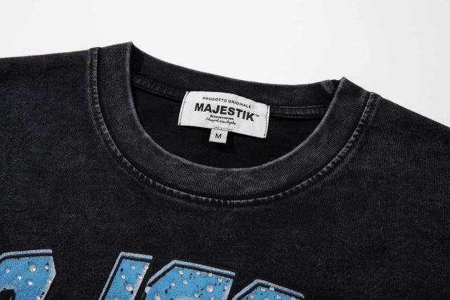 Street Legend Motorcycle Rhinestone Print Washed Tee 29060724