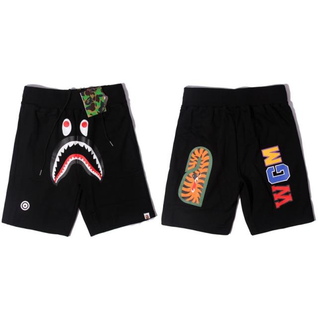 BAPE Black Shark Fleece Sweat Shorts With Back Tiger & Colorful WGM Logo