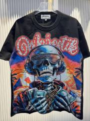 Hip Hop Skull DJ Rhinestone Print Washed Tee 29060783