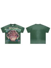 Flame Halo Praying Hands Print Washed Tee 29053837
