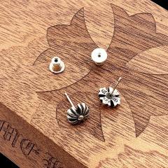 CH Solid 925 Silver Cross Flower Stud Earrings Pair