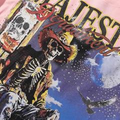 Night Cowboy Skull Rhinestone Print Washed Tee 29060719