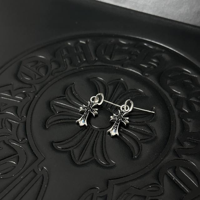 CH Black Onyx Cross Dangle Stud Earrings Pair